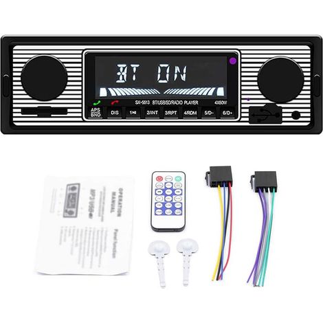 Stéréo de Voiture avec Bluetooth, autoradio avec Port USB/SD/AUX, Radio FM pour autoradio, Lecteur MP3 numérique, Appel Mains Libres avec télécommande sans Fil (1/5)
