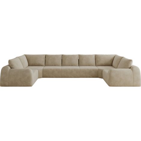 U-förmiges Sofa 411 cm aus Chenille in Khaki, Schaumstoffpolsterung, ohne Montage (1/5)