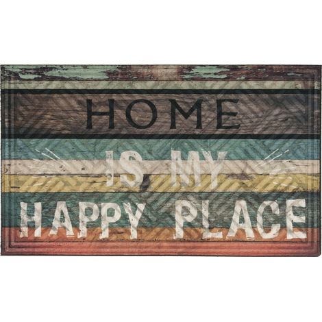 TrendLine Fußmatte Lima Happy Place 45 x 75 cm 100 % Gummi für Innen und Außen (1/3)