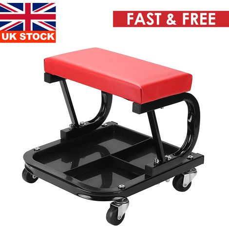 Workshop Stool 100KG Creeper Garage Workshop Mechanic Trolley Seat Stool Swivel Wheels Workshop Work Stool 360 Degrees Swivel Padded Chair with Tool Tray and 4 Universal Casters (1/5)