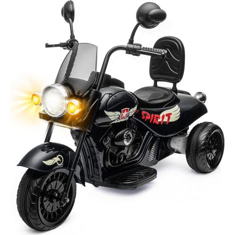 Moto électrique enfant 12V 4,5Ah, double moteur 35W, chargeur inclus, sans télécommande, Noir