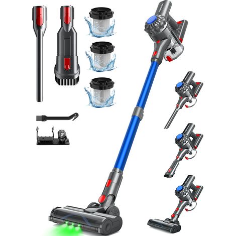Aspirateur balai sans fil 6 en 1 Konsoefuly, 40 kPa, autonomie de 35 min, brosses multiples, pour tapis, sols durs et poils d'animaux, bleu
