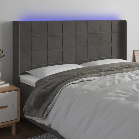 Cabecero con LED de terciopelo gris oscuro 203x16x118/128 cm vidaXL (1/5)