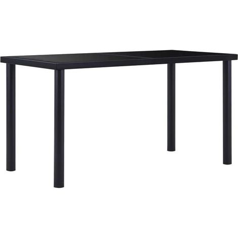 Table à manger verre trempé et pieds métal noir Orati 140 cm (1/4)