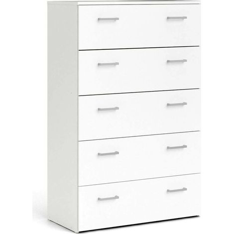Dmora - Cassettiera Aikol, Settimino multiuso, Comò camera da letto, Mobile con cassetti, 74x36 h114 cm, Bianco