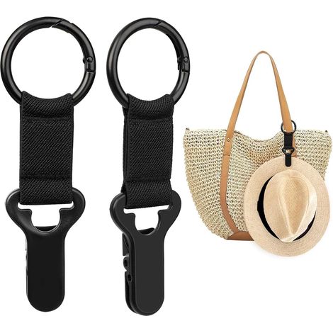Clip per cappello, 2 clip per cappello portatili, clip per cappello da viaggio, clip per cappello per borse da viaggio, clip per cappello elastico per donna uomo, zaino, borsa da esterno, accessori pe (1/5)