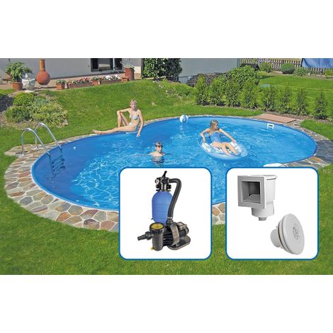 Stahlmantel Achtformbecken SET FAMILY 4,70 x 3,00 x 1,20 m