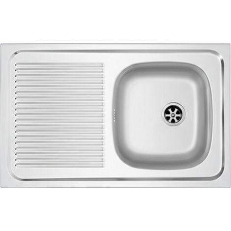 Lavello appoggio in acciaio 80x50 cm gocciolatoio SX - Cromo