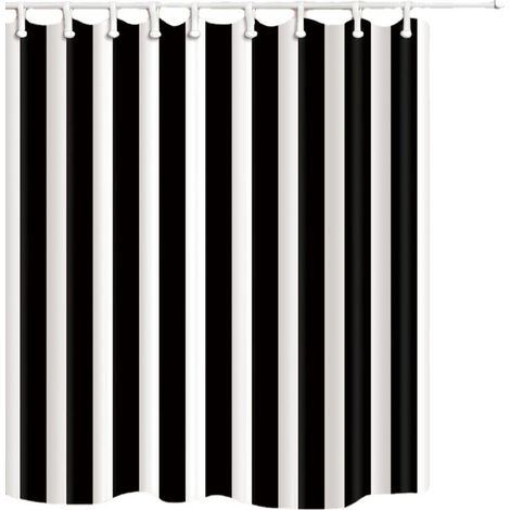 Rideau de douche,Rideau de douche rayé noir et blanc tissu polyester imperméable 180x200cm salle de bain décor simple et élégant rideau de douche (1/2)