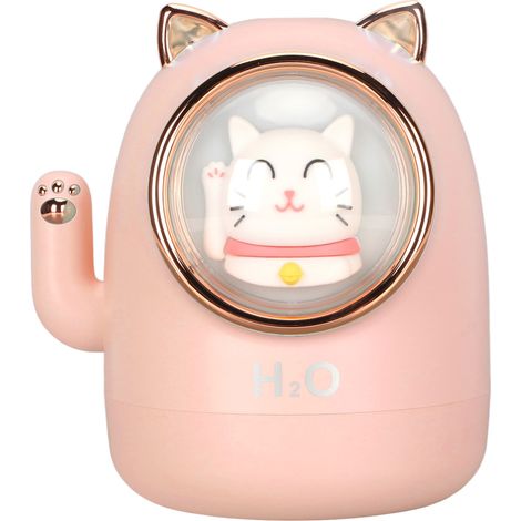 Luftbefeuchter mit Katzenmotiv, Aromadiffusor, 400 ml Fassungsvermögen, Timer, Dekoration für Zuhause oder Büro, rosa (1/5)