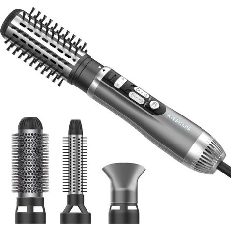 Krexus 4-in-1 Rotierende Haarbürste, Lockenstab, Ionisierungsset