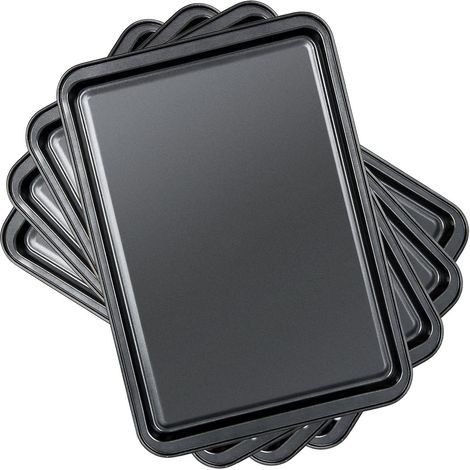 Set of 4 Rectangular Baking Dish, Carbon Steel Non-Stick Roasting Tray / Non-Stick Coated Baking Tray, 37 x 26 x 2 CM (1/5)