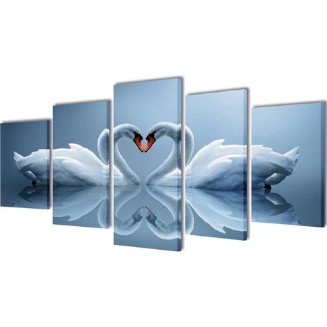 Bilder Dekoration Set Schwan 100 x 50 cm