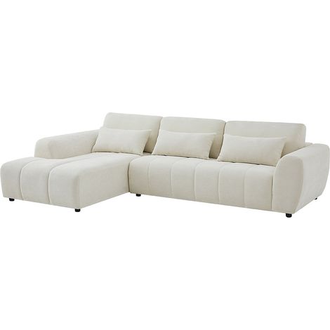 Divano angolare sinistro con schienale reclinabile in tessuto testurizzato beige - FABARTO