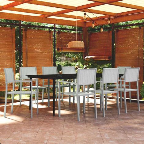 vidaXL Juego de comedor para jardín 9 piezas blanco (1/5)