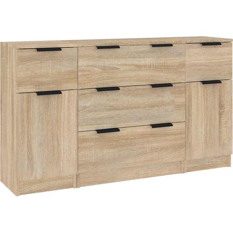 Maison Exclusive - Ensemble de buffets 3 pcs Chêne sonoma Bois d'ingénierie (1/5)