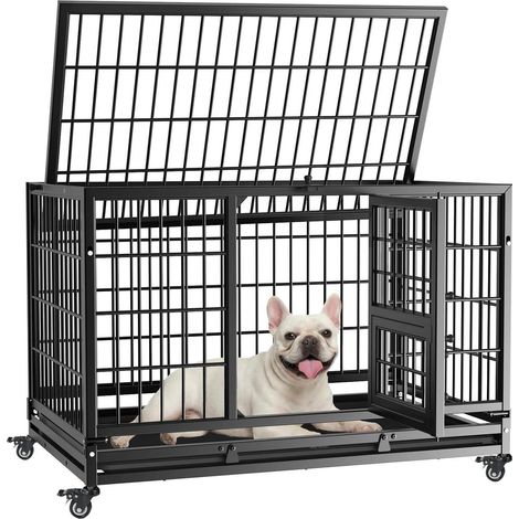 Hundebox faltbar 82x52x56 cm mit 3 Türen und Rollen (1/5)