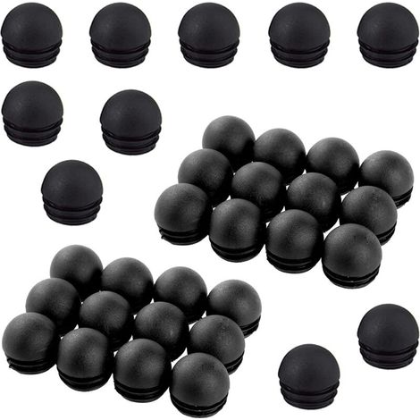 25mm Bombés Nervurés Pour Pieds De Meubles Tables Chaises Empiècements Embouts Ronds Bouchons pour Tube de Chaise de Rond Noirs 50 pièces (1/4)