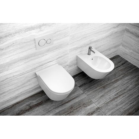 Sanitari Forty3 sospesi senza brida salvaspazio cm 43x36 con