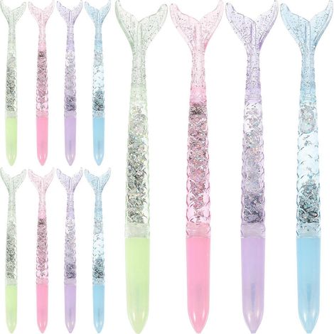 Lot de 12 stylos à encre gel en forme de sirène, parfaits pour écrire, comme cadeaux de mariage ou pour l'école.-17X3CM