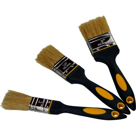 3 Flachpinsel Malerpinsel Set helle Borsten 25mm bis 50mm Farb Pinsel (1/2)