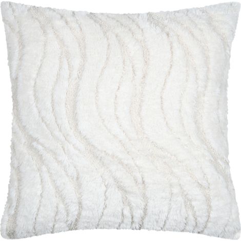Coussin - Effet fourrure vagues Ecru 45x45 cm