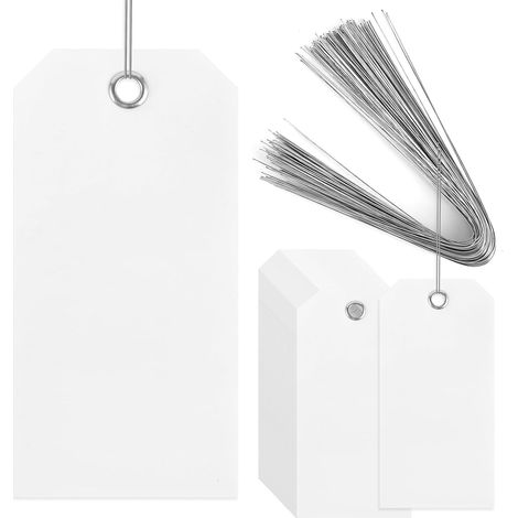 500 étiquettes à œillets 120 x 60 mm, étiquettes avec fil étiquettes en plastique, étiquettes avec fil de fer, étiquettes en plastique rigide solides et épaisses (500) (1/5)