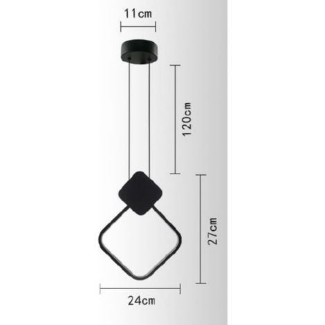 Lampadario sospeso led 12w quadrato nero lampada da soffitto comodino design moderno Naturale (1/2)