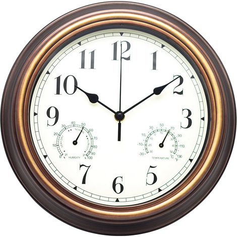 Horloge Météo Intérieure Extérieure - Cadran Analogique Hygromètre Thermomètre - 30 Cm - Résistant À L'Eau - 1 Pièce (1/3)