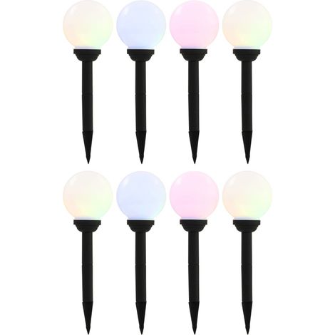 Außen-Solarlampen 8 Stk. LED Kugel 15 cm RGB