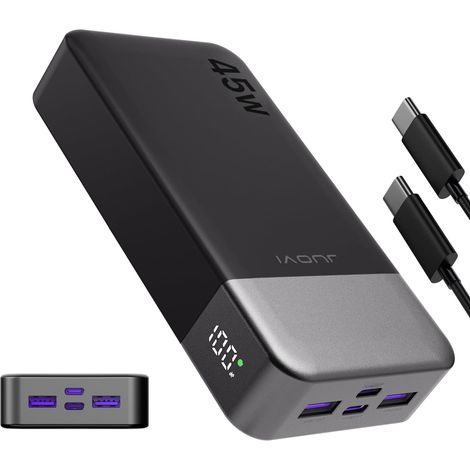 Batterie Externe Charge Rapide, Batterie Externe 45w, Power Bank 20000mah, USB C Charger, PD et QC Charge 4-Ports, avec Affichage LED pour 16 15 Pro Laptop (1/5)
