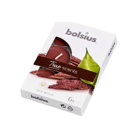 Bolsius True Scents Teelichter 4h Beruhigendes Oud 6 Stück