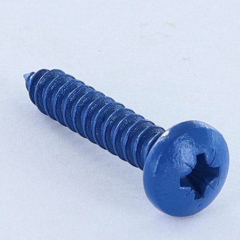 Vis tôle Inox A2 tête cylindrique bombée large Pozi 4.8X25 Bleu RAL5010-10 pièces