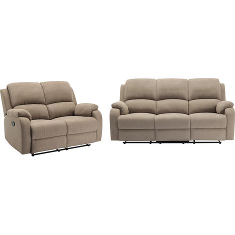 Canapé 3 places et 2 places relax en microfibre taupe BRODY (1/5)