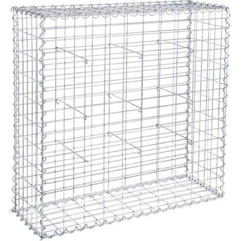 Songmics – Gabion pour pierre 100 x 90 x 30 cm – Acier galvanisé 4 mm – Maille 5 x 10 cm – Montage sans outil – Décoration de jardin