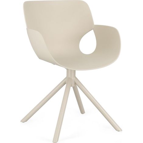 Set 6 Sedie da Pranzo in Acciaio e Polipoliprene Beige (1/5)
