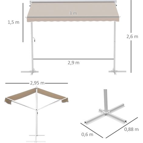 Store XXL double toit sur pieds CELESTINA beige et blanc