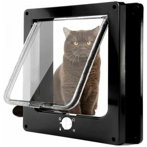 (XL noir) Porte magnétique pour chat avec serrure pivotante à 4 voies pour chats, chatons et chatons (1/5)