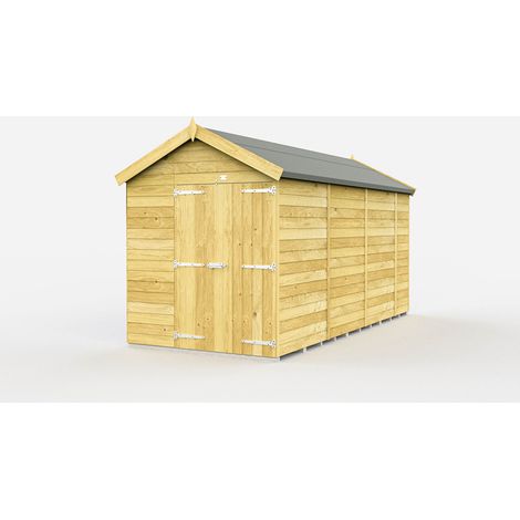 6 x 14 Feet Apex Shed - Double Door Without Windows - Wood - L417 x W175 x H217 cm