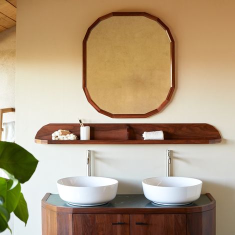 Etagère murale de salle de bain en bois de palissandre massif 140 cm (1/5)