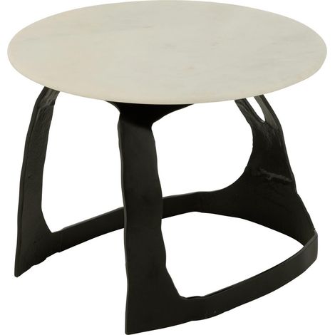 Table d'Appoint Design "Bettye" 50cm Blanc & Noir