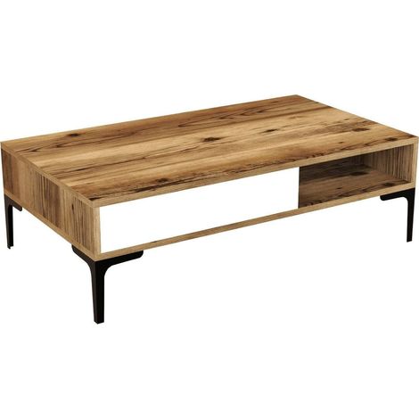 Dmora - Wohnzimmertisch Djagiell, Niedriger Wohnzimmertisch, Kaffeeregal, Couchtisch für Sofa, 105x60h33 cm, Walnuss und Weiß (1/5)