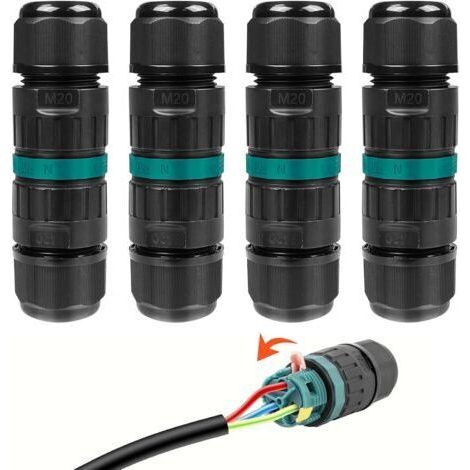 Lot de 4 Connecteur Etanche 3 Fils, Connecteurs de Fils Étanches, Boite de Jonction Electrique, Raccord Electrique Etanche IP68, Connexion de Câble Extérieur de Manchon pour Câble Souterrain