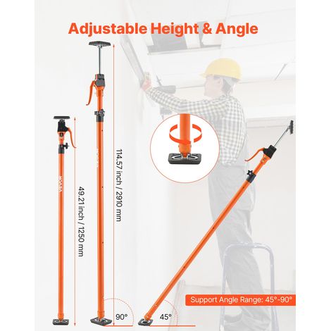 Étai de Soutien Télescopique 125-291 cm Poteau de Support Réglable Lot de 2, Tige Dégagement Rapide, en Acier, Charge 90 kg, Étai p… (1/5)