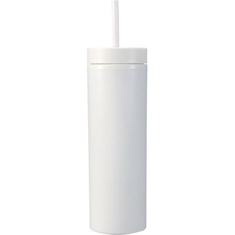 450-g-Kunststoffbecher mit Deckel und Strohhalm, mattweiß, ideal für Outdoor-Sportarten (1/5)