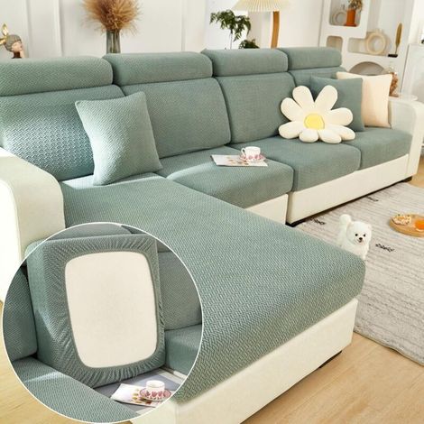 Housse de canapé magique – Housse de canapé universelle élastique et résistante à l'usure – Convient aux canapés modulaires (vert, largeur 55-89 cm x longueur 55-89 cm x hauteur 5-20 cm) (1/5)