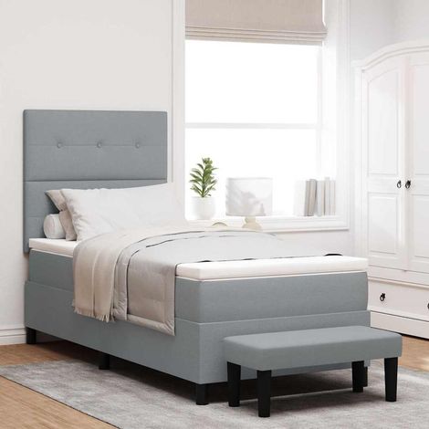 vidaXL Boxspringbett mit Kopfteil Hellgrau 90 x 200 cm Stoff (1/5)