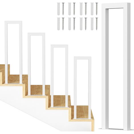 Randaco 100 cm bianco ringhiera per scale a forma di U in ferro con corrimano, ringhiera in ferro per interni ed esterni universale