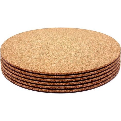 Dessous de verre en liège pour plantes, sous-verres en liège double couche de 10 cm pour pots de fleurs, tapis absorbants en liège pour plantes, sous-verres en liège pour plantes d'intérieur, lot de 6 (1/5)