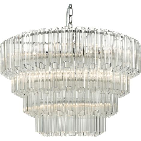 DAR TUVALU - Lampe à suspension en verre et chrome poli, 9x E14 (1/5)